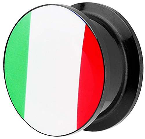 Taffstyle Piercing Ohr Plug Flesh Tunnel Fahne Motiv Fussball EM WM Länderflagge Fanartikel Land Flagge Schmuck Italien 25mm