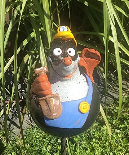 villa-lilla Keramik Maulwurf Gartenkugel Handarbeit Gartenstecker Beetstecker Rosenkugel