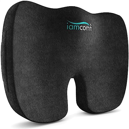 iamcomfi Coccyx Cushion for Tailbone Pain Relief – Firm Hardness - Memory Foam Sciatica Pillow for Back, Hip & Coccyx Pain – Office Chair Desk & Car Seat Cushion – Orthopaedic Pressure Pillow