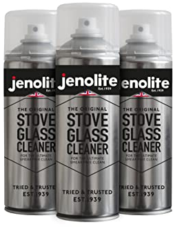 JENOLITE Lot de 3 nettoyants pour vitres de poêle - 400 ml - Élimine la suie, les cendres, le carbone, la graisse et le goudron - Idéal pour les poêles à bois/poêles/plaques de cuisson..