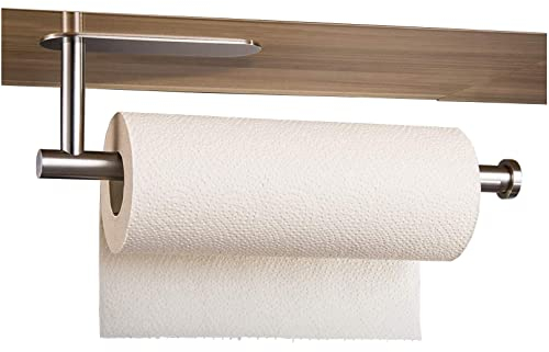 SUS 304 Stainless Steel Cabinet Under-Mount Self Adhesive Kitchen Roll & Paper Towel Holder