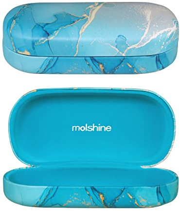 molshine Custodia rigida per occhiali da sole,custodia per occhiali classica grande per donna uomo,occhiali da sole(Ciano)
