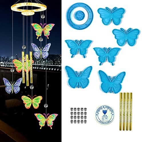 Windspiel-Harzform DIY Schmetterling Windglocke Anhänger Silikonformen Schmuck Kristall Epoxy Gießform Basteln für Heimdekoration (Schmetterling)