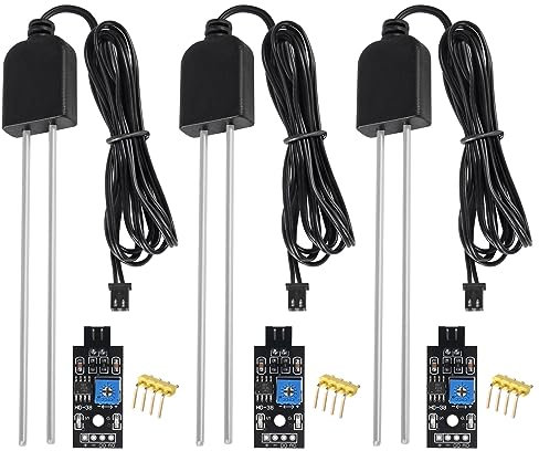 COLIAO 3 Sets Bodenfeuchtigkeitssensor, Feuchtigkeitsdetektor mit korrosionsbeständiger Sonde, Bodenmeldermodul Digitaler Analoger Signalausgang für Garten Automatische Bewässerungssystem
