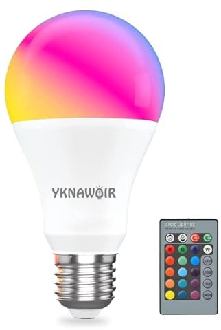 YKNAWOIR - RGB Farbwechsel Strahler mit Fernbedienung RGBW LED Strahler A19 E27 Weiß 5W 450LM 12 Farboptionen Mehrfarbig Dimmbar für Party Schlafzimmer Zuhause