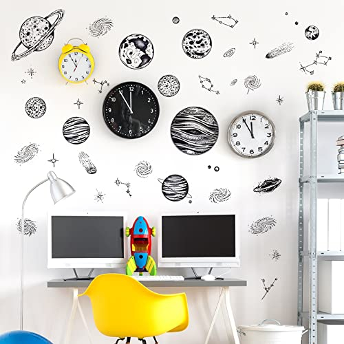 WandSticker4U®- XXL Wandsticker SONNENSYSTEM Schwarz groß I Wandbilder: 170x80 cm I Wandtattoo Planeten Weltall Galaxy I Wand Aufkleber Kinder-Jugend-zimmer Junge Teenager Deko COOL