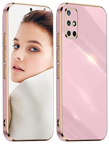 ATISIJIE Hülle für Samsung Galaxy A51 Handyhülle Original, Ultradünn Galvanisiertes Weiches Kieselgel Kratzfeste TPU Handyhülle, Einfaches Stilvoll Shiny Schutzhülle Cover Case Violett