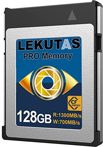 LEKUTAS 128GB CFexpress Type B Memory Card, R1300MB/s W700MB/s CFX xqd Cards Type B for Cameras 8K RAW, Compatible with Nikon Z6/Z7/D6, Canon EOS-1DXMark III/EOS-R5, Panasonic S1/S1R, DJI Ronin 4D