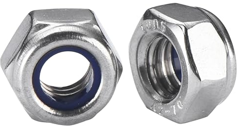 Bolt Dropper M6 Muttern Set - 100 Lock Nut DIN 985 A2 aus Edelstahl mit Nyloneinsatz in Blau - rostfrei - Ideal für Industrie, Modellbau, Maschinenbau, Hobby-/Heimgebrauch, 100 Stück