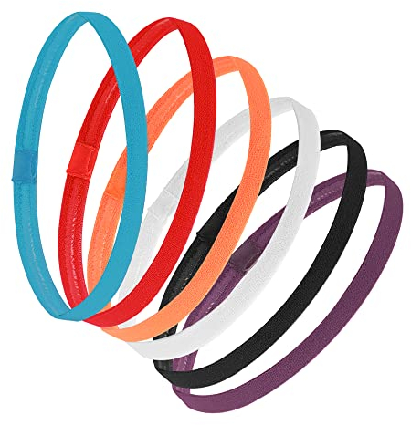 ONEBO 6 Pezzi Sportiva Fasce per Capelli Sottile,Elastico Turbante,Elastiche Antiscivolo per Capelli,per jogging,yoga,basket,tennis,calcio(6 colori)