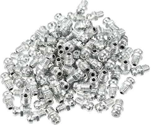 X AUTOHAUX 100 Stück M6 x 1 Fettnippel-Armatur, gerade, 180 Grad Winkel, verzinkter Stahl, Fett, Zerk Fitting Adapter für Auto, LKW, mechanische Schmierung
