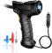 VACANON Cordless Tyre Inflator Air Compressor, DC 12V Portable Air Inflator Pump Ewith Backlit LCD Electric Digital Tyre Pump with LED Light and 3 Nozzle Adaptors for Car Motorcycle Bicycle