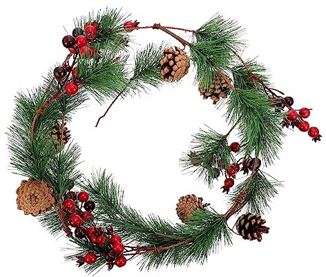 GANAZONO 1stk Weihnachtsdekoration Aus Rattan Baumgirlande Künstliche Weihnachtsgirlande Kranz Zum Aufhängen An Der Wand Fichten-zypressen-Rattan Hängende Rebe Schaumige Beeren Weihnachten