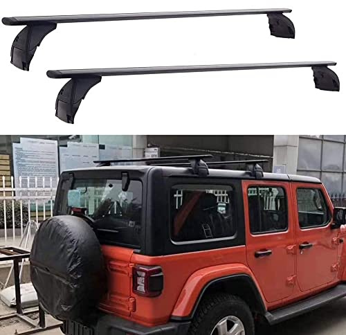 HIPATU 2 Stück Aluminium Dachträger Querstange für Jeep JL Wrangler 2018-2020, Auto Schienen Relingträger Dachgepäckträger Dachquerstangen, Abschließbar