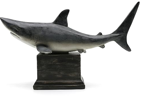 Lukitas Große weiße Hai Skulptur Wohnkultur, Retro Vintage Stil Kunst Ozean Fisch Statue, kreative Ornament für Schlafzimmer Wohnzimmer Büro, Harz