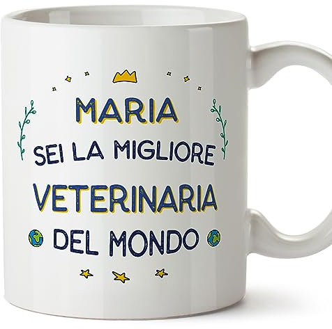 Mugffins Tazza Personalizzata in ceramica per VETERINARIA donna 11 oz / 350 ml - In italiano - Migliore del Mondo - Idea regalo per compleanno, anniversario, natale, laurea