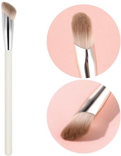 Ouligay Concealer Pinsel Abgewinkelter MakeUp Pinsel Unter Den Augen Foundation Pinsel MakeUp Stiftung Pinsel, Nase Kontur Pinsel Professionelle Concealer Pinsel für Dunkle Kreise (Weiß)