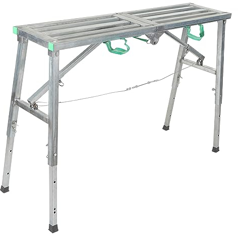 Verstellbare Klappbare Arbeitsplattform, Aluminiumgerüst, Trockenbau-Trittleiterbank, Maximale Tragfähigkeit 200 Kg, Verstellbare Höhe 60–90 cm, Verzinkt