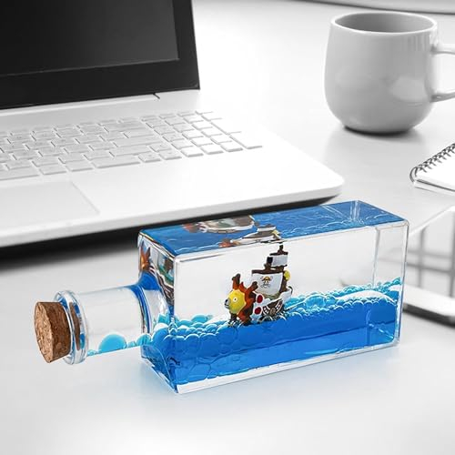 One Piece Model Ship Hobby Modèle de Bateau Going Merry Bouteille de Dérive de Liquide Modèle Fluide de Bateau pour Soulagement du Stress Ornement de Bureau de décoration (A)