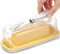 Eiflayn Mantequillera, Mantequillera con Tapa,Butter Dish Con Cuchillo de Cerámica de Acero Inoxidable,Mantequera,Bandeja de Silicona Sellada,Resistente y Ligera