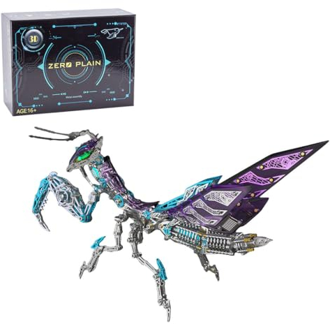 Spicyfy 3D Metall Puzzle Insekt, 8 Std. DIY Montage Mechanischer Gottesanbeterin 3D Modell Bausatz mit Werkzeug, Schreibtisch-Dekoration Geschenk für Kinder Erwachsene (1000+ Stück)