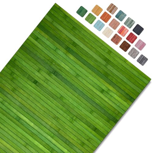 CosìCasa Tapis Cuisine Devant Evier Lavable Bambou - Tapis Long en Bois - Tapis De Bain Bois Antidérapant - Salle De Bain, Caillebotis Douche Extérieure, Vert Prairie, 50X100