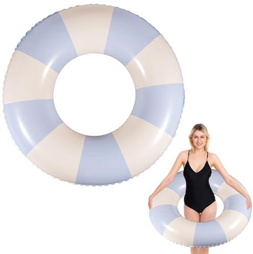 Flotadores Piscina Anillo de Natación Inflable Flotador Piscina Vintage a Rayas Flotador Inflable para Piscinas de Verano y Playa para Adultos y Niños, Diámetro Inflado 75 cm
