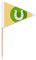 Palillo de dientes redondo verde con logotipo de herradura para festivales, banderines para cupcakes