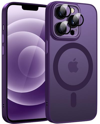 KPPIT Magnetic für iPhone 12 Pro Hülle für Magsafe, Handyhülle mit Magsafe Anti-Fingerabdruck-Schutzhülle Mattiert Durchscheinende iPhone 12 Pro case 6,1- Dunkelviolett