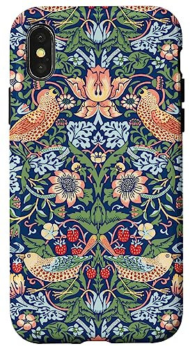 Strawberry Thief William Morris Art Nouveau Pattern Blue Case for iPhone X/XS