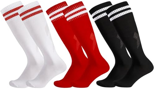 Invalidism 3 Pair Kids Football Socks,Boys Football Socks Kids Soccer Socks | Boys Black Football Socks for Running Training Football Aged 5-12