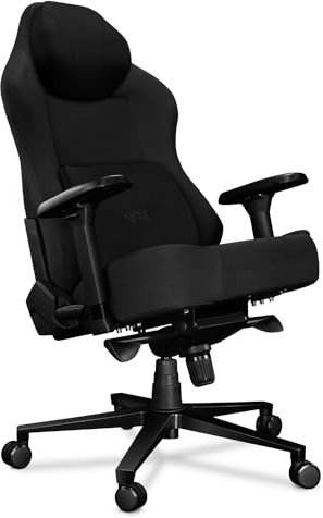 YUMISU 2054F Bürostuhl Gaming Stuhl - Gamingstuhl mit Magnet-Nacken-und-Lendenkissen - Gamer Stuhl Stoff Schwarz mit 4D-Armlehnen - Gaming Sessel mit Leisen Gummiräder - Computerstuhl bis 150 kg