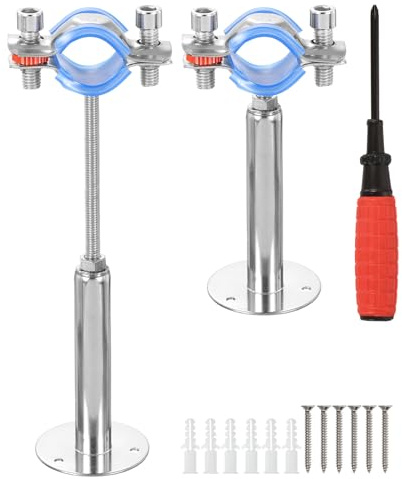 QUARKZMAN 2 Stück Rohrhalterung, Edelstahl Wandhalterung Deckenhalterung Rohrschellen Schlauchschellen, Höhenverstellbar 100-200mm für Außendurchmesser Rohr 25-28mm