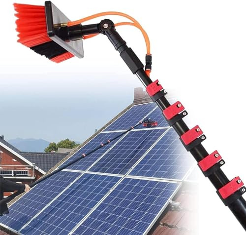 Fensterputzer Mit Teleskopstiel,PV Anlage Reinigung,3-10m Teleskopstange Wasserführend Teleskop Waschbürste Sonnenkollektor Solar-photovoltaik-Panel-reinigungsbürste, 30/50cm Brush Head (50cm, 6m)
