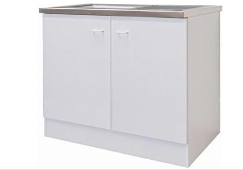 Generisch Spülenunterschrank weiß Matt (OHNE Spüle und Arbeitsplatte) - Breite 100cm
