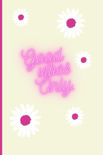 Good Vibes Only Notebook, Cute Journal, Pink Notebook for Girls, Soft Cover Journal