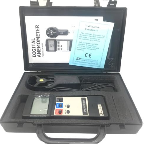 i-POOK Digitales Anemometer AM-4203 mit Temperatur Messung 0 bis 50 ℃ RS232 Schnittstelle Tragbares Flügelanemometer Luftgeschwindigkeit Windgeschwindigkeitsmesser 0,4 bis 25,0 m/s Hergestellt in