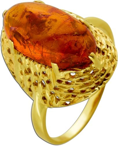 Ch.Abramowicz Bernstein Ring Gold 333 8K brauner Edelstein Antikschmuck 18