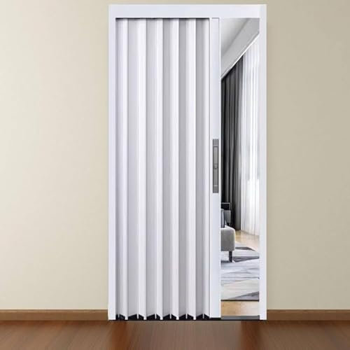 Portes pliantes coulissantes intérieures,porte accordéon rétractable blanche/grise,installation facile,pour toutes les tailles d'ouverture de placard,douche de camping-car,White-28x80in(71x203cm)