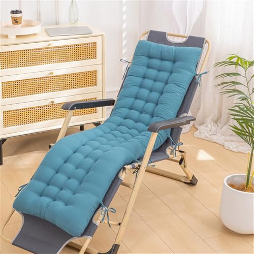 Mateju Cojín para Tumbona de Jardín, Suave Cómodo Cojín Reclinable Colchoneta para Tumbonas, Ideal para Exterior Sillas Balcón Playa Terraza -Minimalismo (Azul,45x85cm)