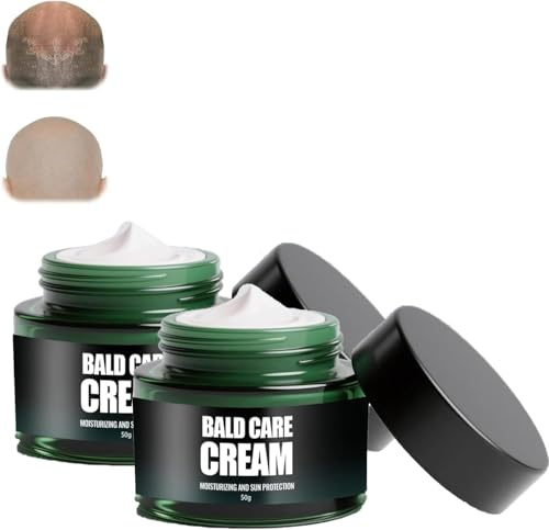 Glatzencreme, 50 G Feuchtigkeitscreme für Männer, Feuchtigkeitsspendende Pflege und Kopfhautpflege, Rasiercreme für Männer mit Matteffekt, Fettfrei, UV-Schutz (2 Stück)