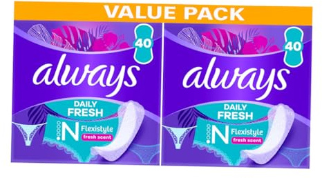 Always Daily Fresh Slim Flexistyle Slipeinlagen – 80 Einlagen (2 Packungen mit je 40 Stück) atmungsaktiv, flexibel, bequem, täglicher Schutz, schlankes Design, passend für alle Unterwäsche-Stile