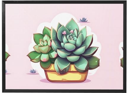 WXXWXD Cartoon Succulents Black Frame Decorative Painting Modern Art Decoration Suitable for living rooms bedrooms and offices