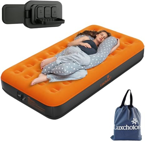 Luxchoice Inflatable Mattress Single with USB Pump 190x99x22cm150KG Max | Air Mattress Inflate in 2 Mins, Air Bed, Portable, Comfort Flocked Surface, Blow up Bed for Camping and Guest