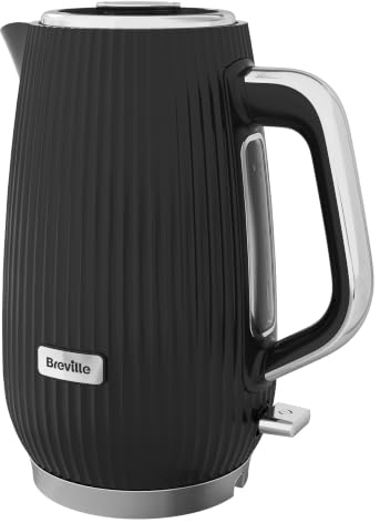 Breville Linear Black Electric Kettle | 1.7L | 3kW Fast Boil | Black & Chrome [VKT243]