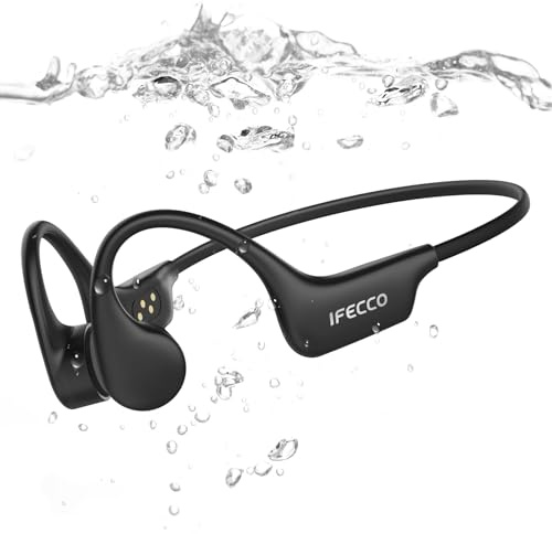 IFECCO Auriculares Conduccion Osea Natacion,IP68 Resistente al Agua | Auriculares para Nadar Correr Ciclismo,con 8G Mp3,Cascos para Natacion,Bluetooth 6.0,Oído Abierto