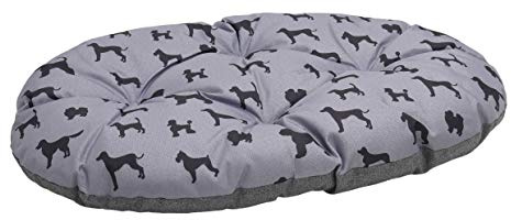 Rosewood All Seasons Oval Dog Mattress – Medium, 67cm – Reversible Dog Print & Grey Linen Effect – Comfortable Washable Pet Bed Cushion for Dogs – Dual-Sided Design for Year-Round Use