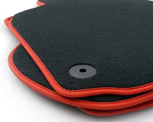 Fußmatten passend für Golf 4 Velours Premium Automatten schwarz 4-teilig Nubuk rot