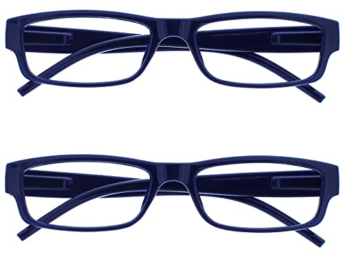 OPULIZE Die Lesebrille Unternehmen Blau Schwarz Leicht Komfortables Leser Wert 2er-Pack Herren Frauen RR32-3 +1,50