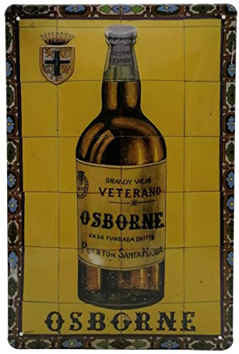 VETERANO Osborne Brandy - Targa in metallo effetto piastrellato, 30 x 20 cm, in rilievo di alta qualità, 30 x 20 cm
